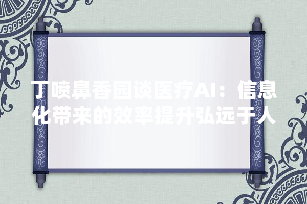 丁喷鼻香园谈医疗AI：信息化带来的效率提升弘远于人工智能_人工智能_医疗 AI简讯