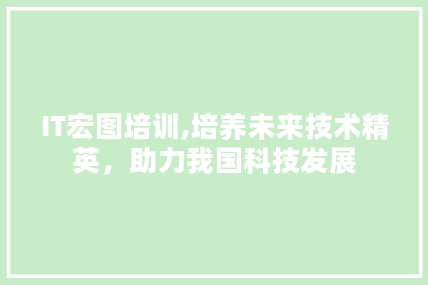 IT宏图培训,培养未来技术精英，助力我国科技发展 云服务
