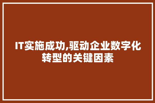IT实施成功,驱动企业数字化转型的关键因素