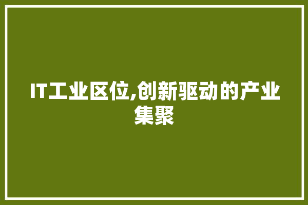 IT工业区位,创新驱动的产业集聚