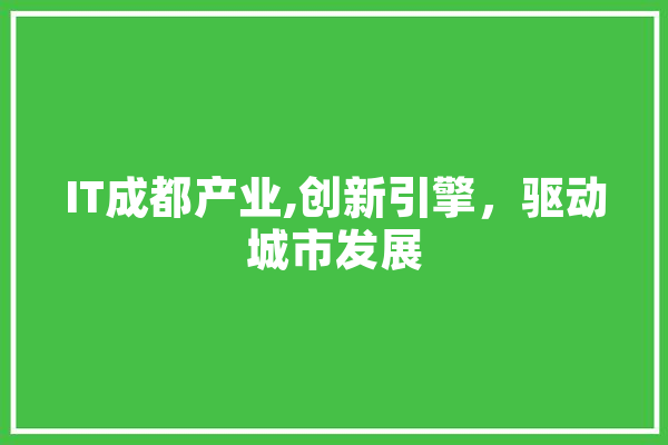 IT成都产业,创新引擎，驱动城市发展