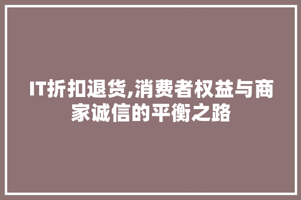 IT折扣退货,消费者权益与商家诚信的平衡之路