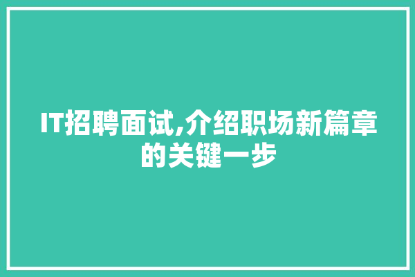 IT招聘面试,介绍职场新篇章的关键一步