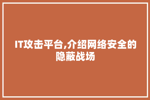 IT攻击平台,介绍网络安全的隐蔽战场