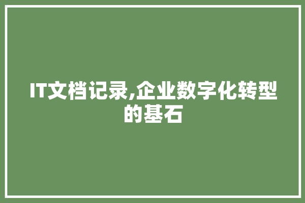 IT文档记录,企业数字化转型的基石