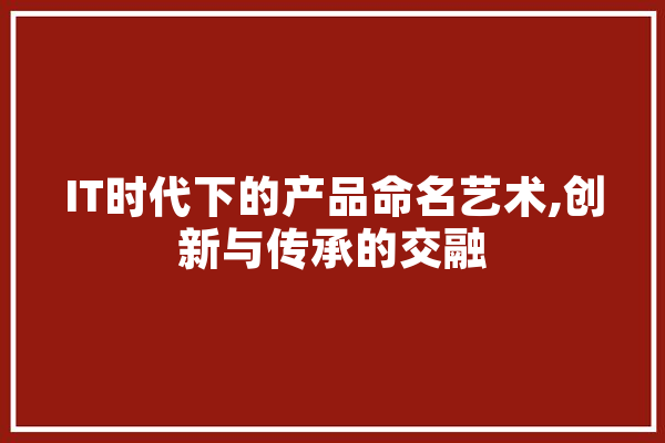IT时代下的产品命名艺术,创新与传承的交融 AI快讯