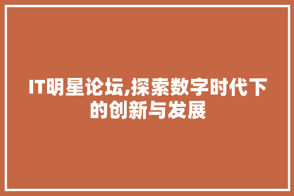 IT明星论坛,探索数字时代下的创新与发展 智能助手