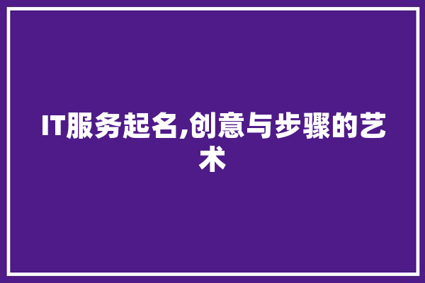 IT服务起名,创意与步骤的艺术