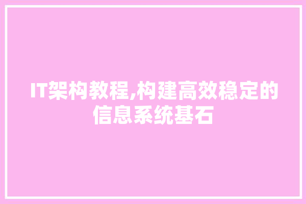 IT架构教程,构建高效稳定的信息系统基石