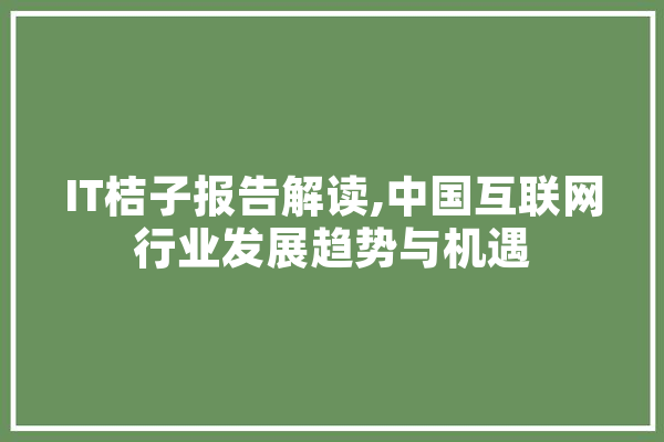 IT桔子报告解读,中国互联网行业发展趋势与机遇