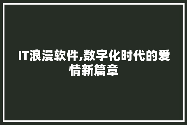 IT浪漫软件,数字化时代的爱情新篇章 计算机