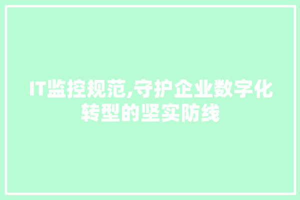 IT监控规范,守护企业数字化转型的坚实防线