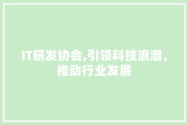 IT研发协会,引领科技浪潮，推动行业发展