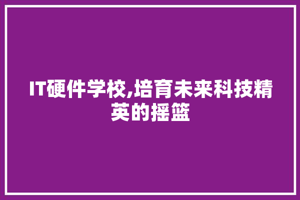 IT硬件学校,培育未来科技精英的摇篮