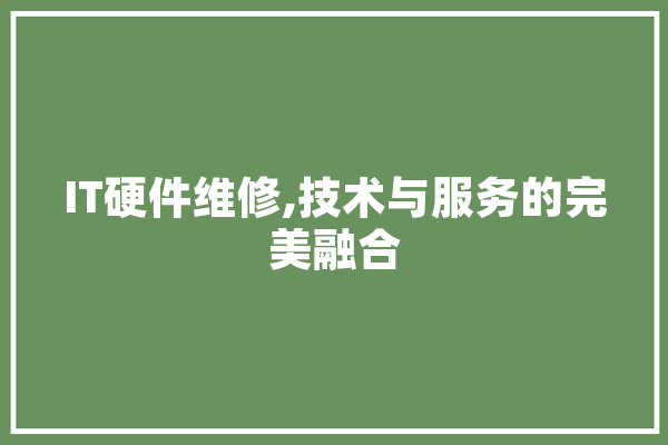 IT硬件维修,技术与服务的完美融合