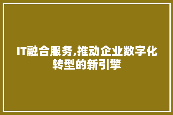 IT融合服务,推动企业数字化转型的新引擎