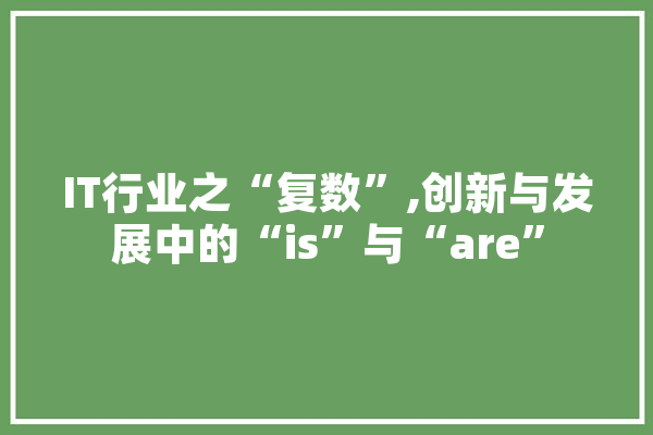 IT行业之“复数”,创新与发展中的“is”与“are” AI简讯