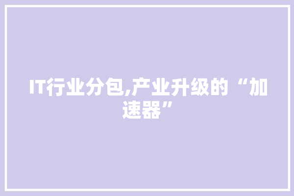 IT行业分包,产业升级的“加速器” 科技快讯