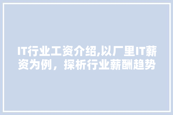 IT行业工资介绍,以厂里IT薪资为例，探析行业薪酬趋势 科技快讯