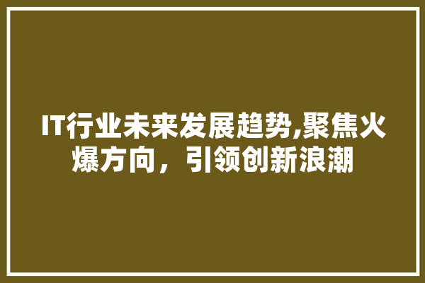IT行业未来发展趋势,聚焦火爆方向，引领创新浪潮