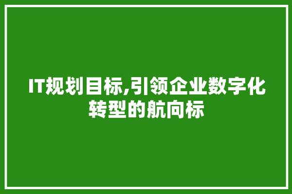 IT规划目标,引领企业数字化转型的航向标