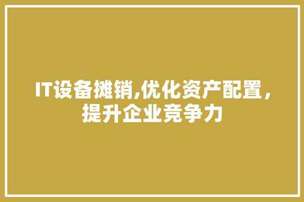 IT设备摊销,优化资产配置，提升企业竞争力 智能写作