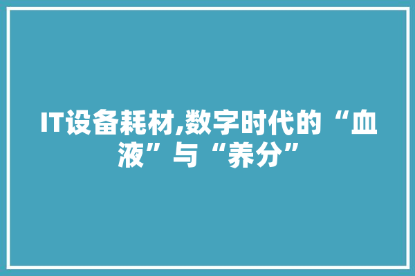 IT设备耗材,数字时代的“血液”与“养分”