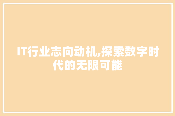 IT行业志向动机,探索数字时代的无限可能