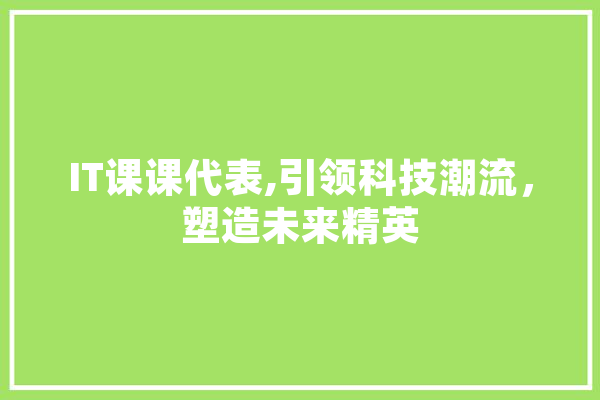 IT课课代表,引领科技潮流，塑造未来精英