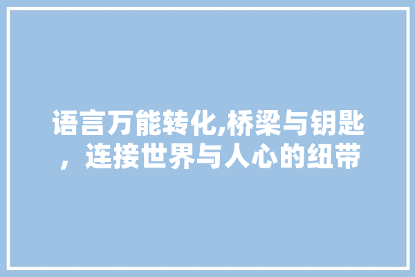 语言万能转化,桥梁与钥匙，连接世界与人心的纽带
