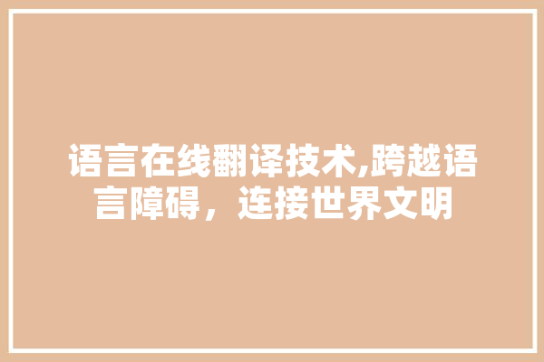 语言在线翻译技术,跨越语言障碍，连接世界文明