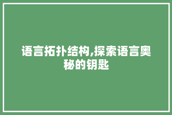 语言拓扑结构,探索语言奥秘的钥匙