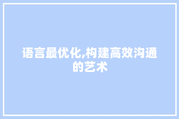 语言最优化,构建高效沟通的艺术