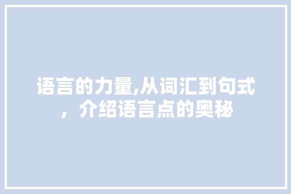 语言的力量,从词汇到句式，介绍语言点的奥秘