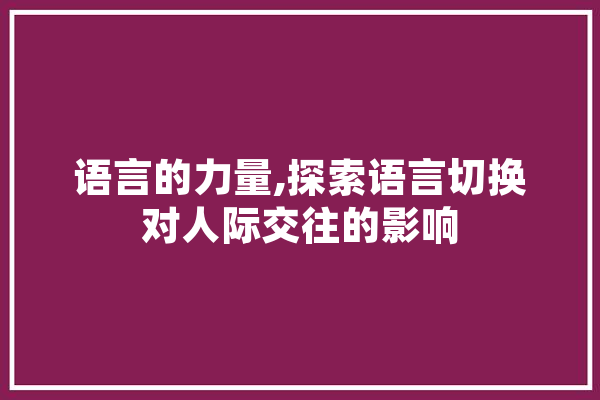 语言的力量,探索语言切换对人际交往的影响