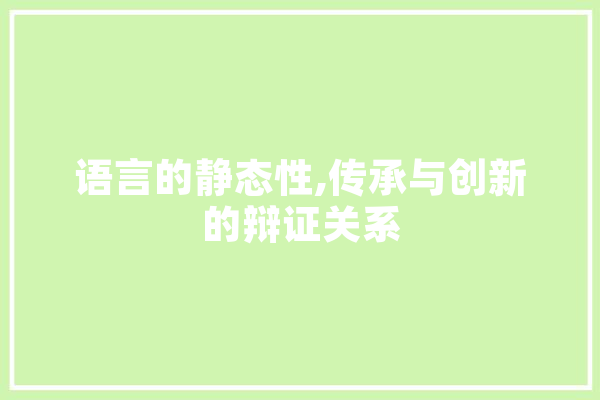 语言的静态性,传承与创新的辩证关系 智能问答