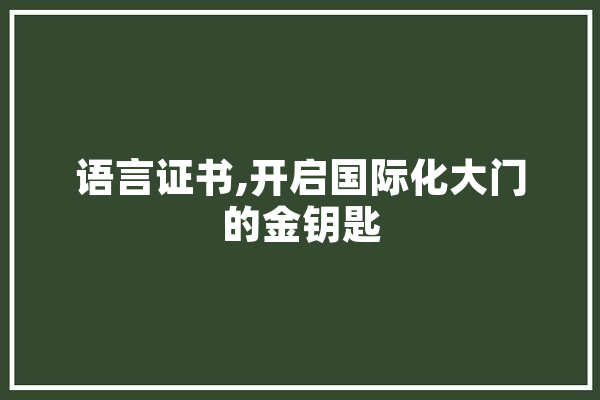 语言证书,开启国际化大门的金钥匙