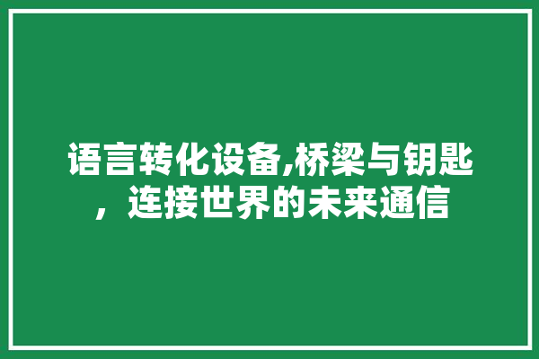 语言转化设备,桥梁与钥匙，连接世界的未来通信