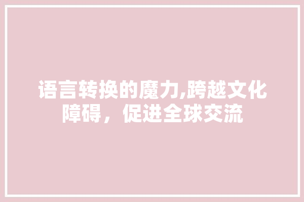 语言转换的魔力,跨越文化障碍，促进全球交流