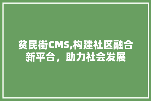 贫民街CMS,构建社区融合新平台，助力社会发展