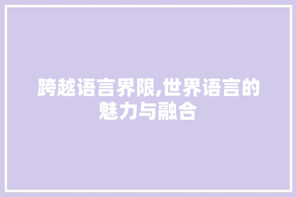 跨越语言界限,世界语言的魅力与融合 科技快讯