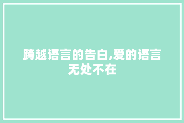 跨越语言的告白,爱的语言无处不在 云服务