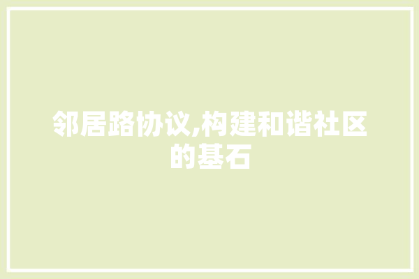 邻居路协议,构建和谐社区的基石