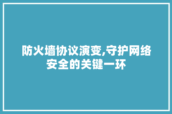 防火墙协议演变,守护网络安全的关键一环