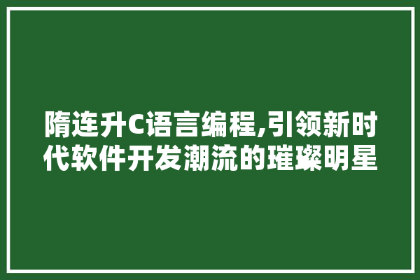 隋连升C语言编程,引领新时代软件开发潮流的璀璨明星