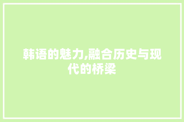 韩语的魅力,融合历史与现代的桥梁 AI快讯