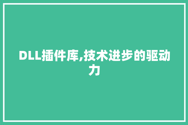 DLL插件库,技术进步的驱动力