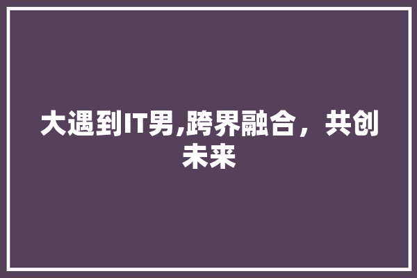 大遇到IT男,跨界融合，共创未来