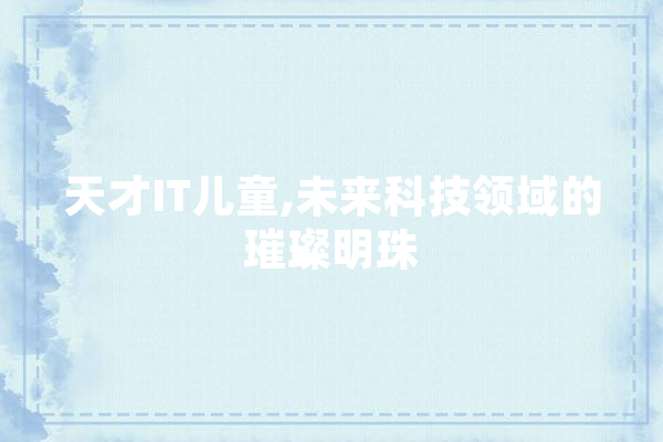 天才IT儿童,未来科技领域的璀璨明珠