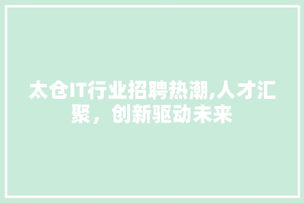 太仓IT行业招聘热潮,人才汇聚，创新驱动未来